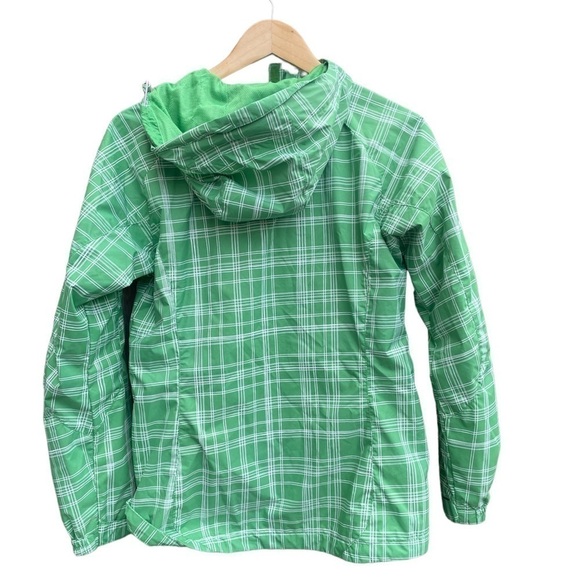 COLUMBIA Zip Up Hoodie windbreaker jacket Streetwear plaid pattern green - Picture 2 of 9